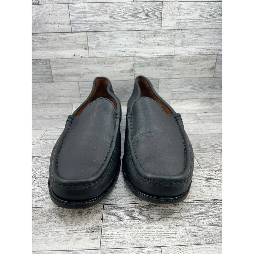 ET Wright Mens Black Leather Moc Toe Loafers Made‎ in Italy 80260 Size 14 D